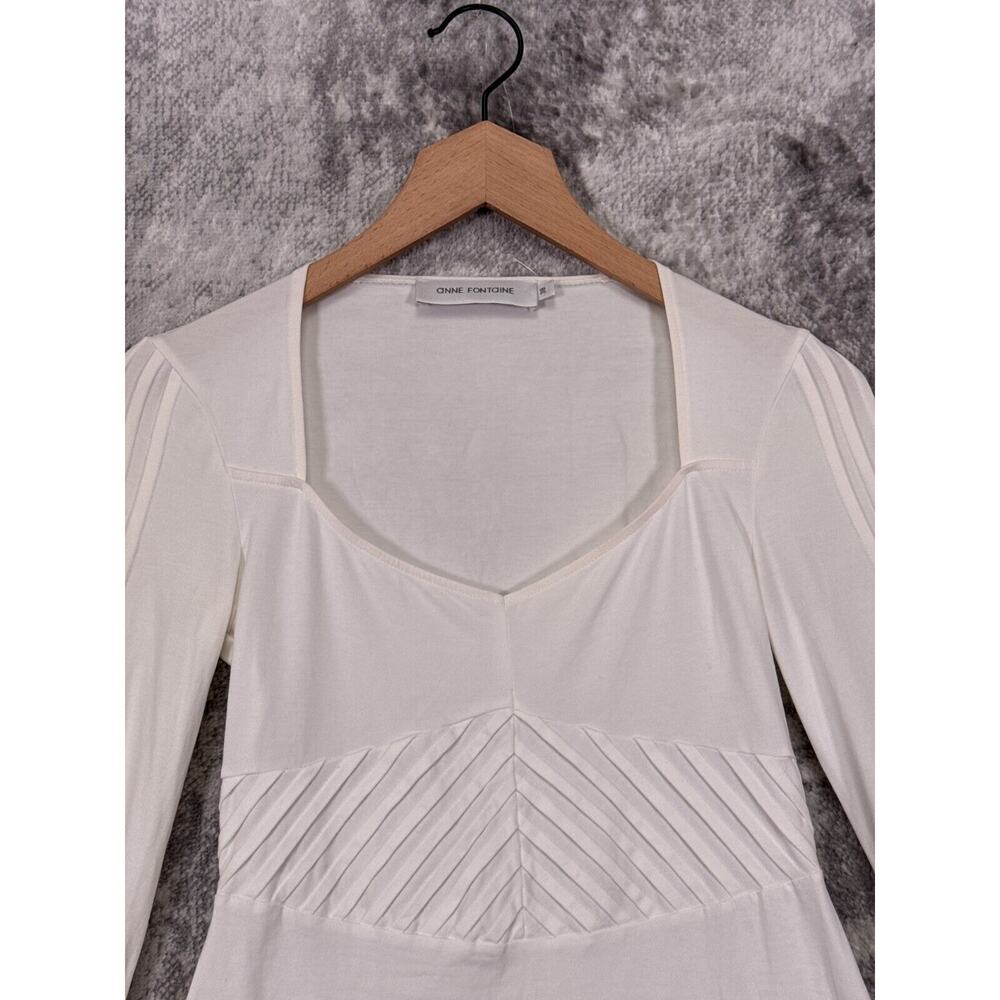 Anne Fontaine Dress 38 / US 6 Womens White Pima Cotton Stretch Pleated - Picture 2 of 9